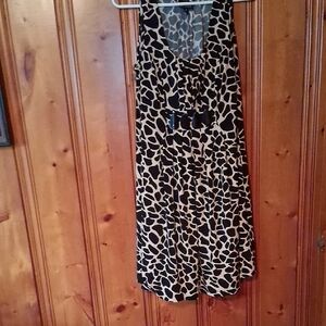 Enfocus Studio Tan & Black Patterned Dress with 4 Sequines In The Middle